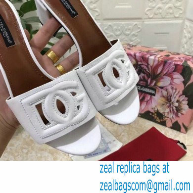 Dolce  &  Gabbana Heel 6.5cm Calfskin Mules White With DG Millennials Logo 2021